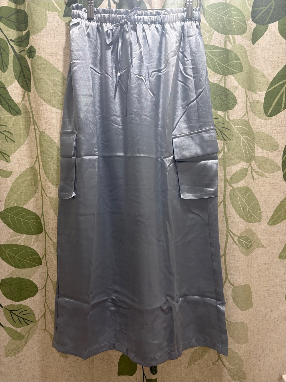 Mystree Powder Blue Satin Ruched Strap Dress
